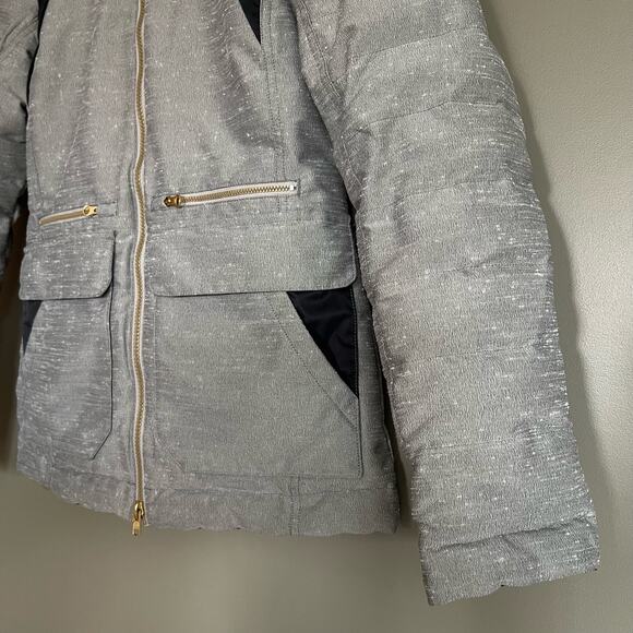 Lole Shine Jacket in Meteor Reversible Down Puffer Parka Size XS Grey Black Warm - Picture 15 of 16